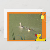 Moeder Eend met Jong & Cartoons DIY Briefkaart (Voorkant / Achterkant)