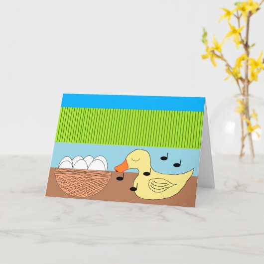 Moeder eend zingt voor haar eieren: Blank Kaart (Gele Bloem)