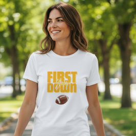 Moeder Eerste Jaar Down Football Tekst Geel T-shirt