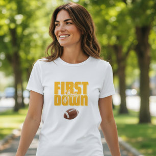 Moeder Eerste Jaar Down Football Tekst Geel T-shirt
