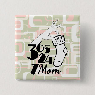 Moeder eigenzinnige retro pin 365 dagen per jaar 2 vierkante button 5,1 cm