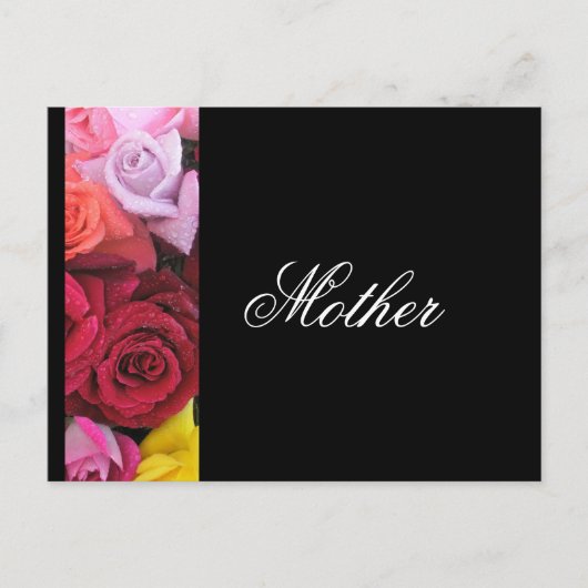 Moeder Elegant Rozen Greeting Briefkaart Black (Voorkant)