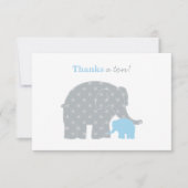 Moeder Elephant Blue Grey Stippen Baby shower Bedankkaart (Voorkant)