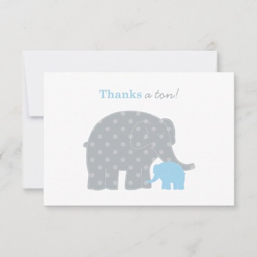 Moeder Elephant Blue Grey Stippen Baby shower Bedankkaart (Voorkant)