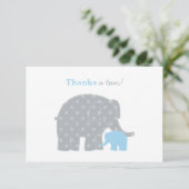 Moeder Elephant Blue Grey Stippen Baby shower Bedankkaart (Staand voorkant)
