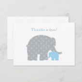 Moeder Elephant Blue Grey Stippen Baby shower Bedankkaart (Voorkant / Achterkant)