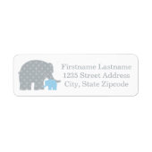 Moeder Elephant Blue Grey Stippen Baby shower Etiket (Voorkant)
