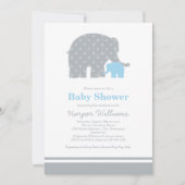 Moeder Elephant Blue Grey Stippen Baby shower Kaart (Voorkant)