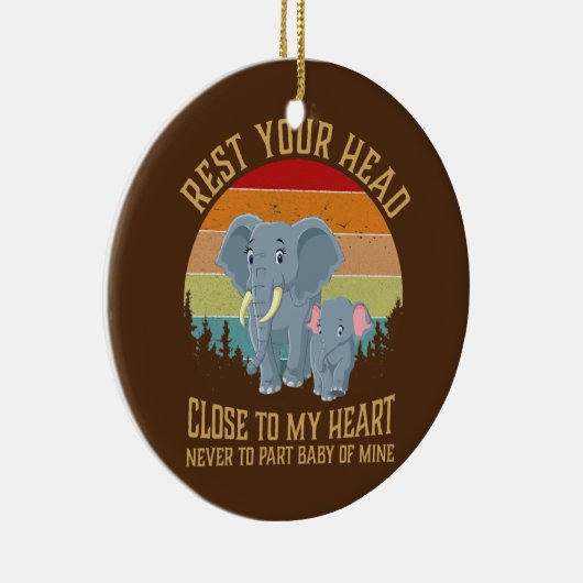 Moeder Elephant en Dumbo rest Keramisch Ornament (Rechts)