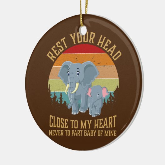 Moeder Elephant en Dumbo rest Keramisch Ornament (Links)