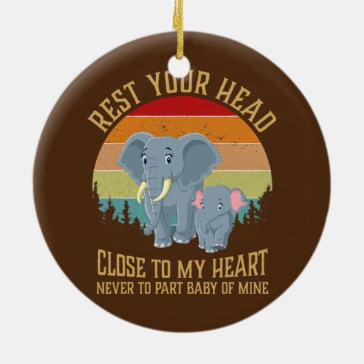 Moeder Elephant en Dumbo rest Keramisch Ornament (Achterkant)