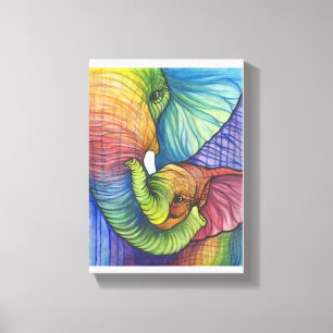 Moeder Elephant en kind Canvas Afdruk