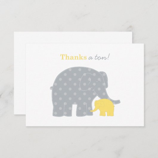 Moeder Elephant Geel Grijs Stip Baby shower Bedankkaart (Voorkant / Achterkant)