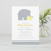 Moeder Elephant Geel Grijs Stip Baby shower Kaart (Staand voorkant)