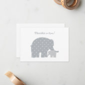 Moeder Elephant Grijze Stippen Baby shower Notitiekaartje (Voorkant / Achterkant in situ)