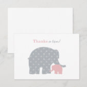 Moeder Elephant Roze Grijze Stippen Baby shower Bedankkaart (Voorkant / Achterkant)