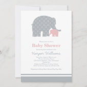 Moeder Elephant Roze Grijze Stippen Baby shower Kaart (Voorkant)