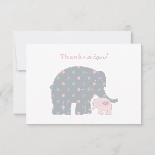 Moeder Elephant Roze Paarse Stippen Baby shower Bedankkaart (Voorkant)