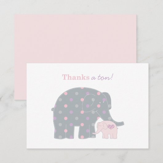 Moeder Elephant Roze Paarse Stippen Baby shower Bedankkaart (Voorkant / Achterkant)