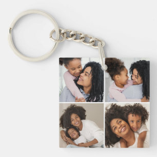 Moeder en baby 4-foto collage sleutelhanger