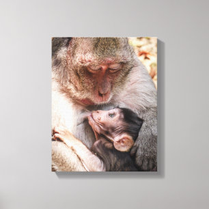 Moeder en Baby aap Canvas Afdruk