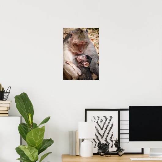 Moeder en Baby aap Poster (Thuiskantoor)