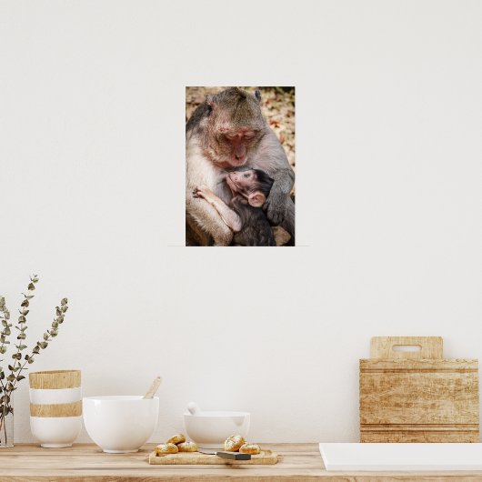 Moeder en Baby aap Poster (Keuken)