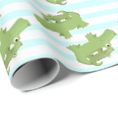 Moeder en Baby Alligator Douchecadeau Inpakpapier (Rol Hoek)