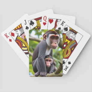 Moeder en baby apen in een boom pokerkaarten