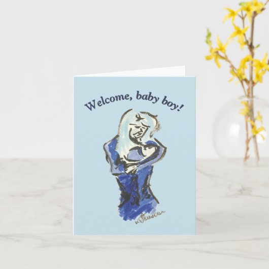 Moeder en Baby "Baby Boy" Kaart (Gele Bloem)