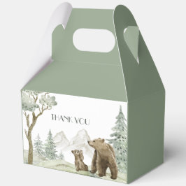 Moeder en baby beer waterverf bosuitnodiging bedankdoosjes