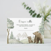Moeder en baby beer waterverf bosuitnodiging informatiekaartje (Staand voorkant)