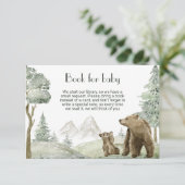 Moeder en baby beer waterverf bosuitnodiging informatiekaartje (Staand voorkant)