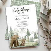 Moeder en baby beer waterverf bosuitnodiging kaart