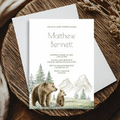 Moeder en baby beer waterverf bosuitnodiging kaart