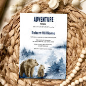 Moeder en baby beer waterverf bosuitnodiging kaart