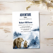 Moeder en baby beer waterverf bosuitnodiging kaart