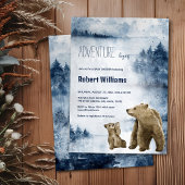 Moeder en baby beer waterverf bosuitnodiging kaart