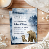 Moeder en baby beer waterverf bosuitnodiging kaart