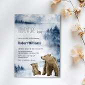 Moeder en baby beer waterverf bosuitnodiging kaart