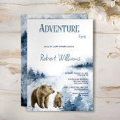 Moeder en baby beer waterverf bosuitnodiging kaart