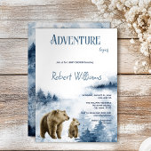 Moeder en baby beer waterverf bosuitnodiging kaart