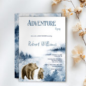 Moeder en baby beer waterverf bosuitnodiging kaart