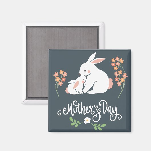 Moeder en Baby Bunny Moederdag Magnet (Voorkant / Achterkant)