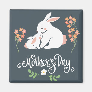 Moeder en Baby Bunny Moederdag Magnet