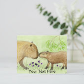 Moeder en Baby Capybara Briefkaart (Staand voorkant)