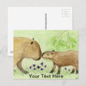 Moeder en Baby Capybara Briefkaart (Voorkant / Achterkant)