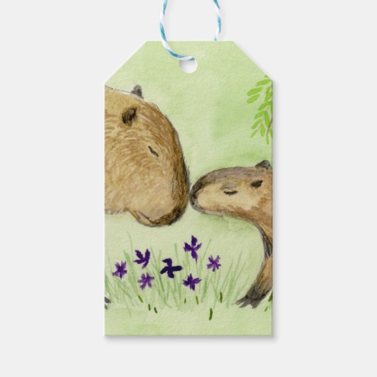 Moeder en Baby Capybara Cadeaulabel (Voorkant)