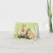 Moeder en Baby Capybara Kaart (Voorkant)