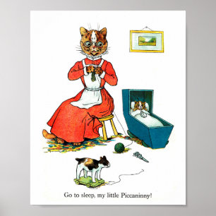Moeder en Baby Cat, Louis Wain Poster